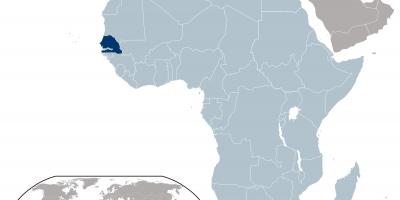 Kaart van Senegal plek op die wêreld