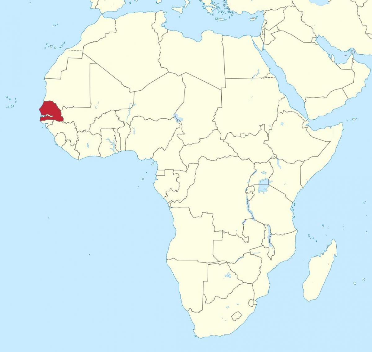 Senegal op die kaart van afrika
